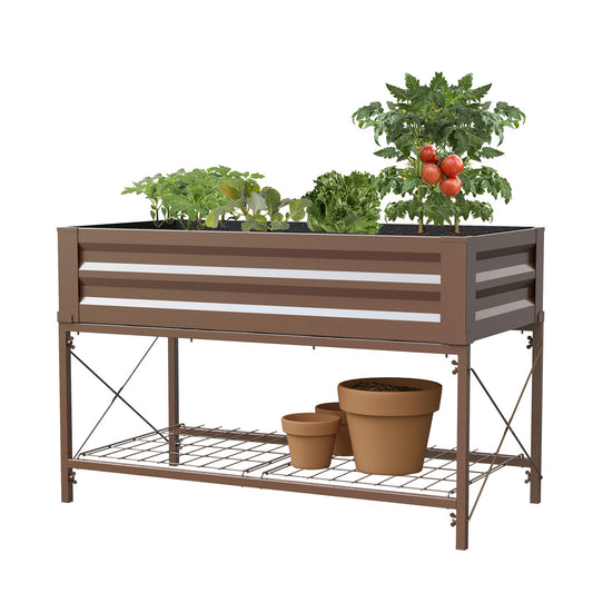 Panacea® Raised Stand Up Planter - 47in W x 24in L x 30in - Brown - With Liner