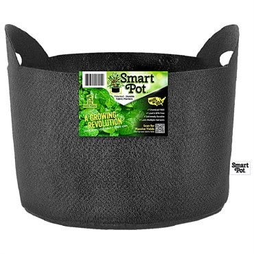 SmartPot® Fabric Aeration Container with Handles - Black - 5gal - 12in Base x 9.5in H