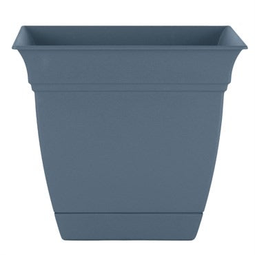 HC Companies® Eclipse Planter with Attached Saucer - Slate Blue - 12in - Square - 12.01in L x 12.01in W x 17.72in H