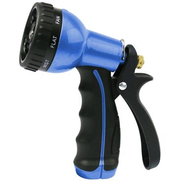 Gardener Select® Rear Trigger Nozzle - Dial Control - Brilliant Blue - 9 Water Patterns - Durable Metal Construction